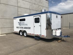 Mobile testing lab for highway paving projects